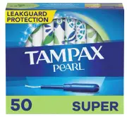 Tampax Pearl - Super Absorbency 50 Tampons - Unscented - Jumbo Box with Tape 2pk
