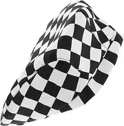 [COMPUKAS] Chef Hat for Men Women Checkered Print Beret Breathable Cooking Cap for Hotels Cafes and Restaurants Comfortable Unisex Outfit