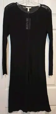 Eileen Fisher Organic Linen Blend A-Line Dress Black Sz S NWT Missing Lining