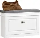 Hallway Shoe Bench Cabinet with Flip-Drawer and Seat Cushion FSR82-L-W