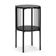 Design Square Connell Modern Round Wooden End Lamp Side Table - Black