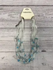 Catherine Stein Blue Chiffon Multi-Beaded Strand Chocker Necklace NEW *