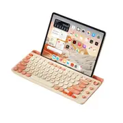 ANYMOB Bluetooth Keyboard Pink Mult-Device Wireless Rechargeable Keyboard With Holder