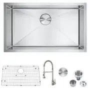 Handmade Stainless Steel Single Bowl Undermount Kitchen Sink With Faucet 30 INCH