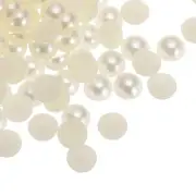 300pcs Flatback Pearls 10mm ABS Plastic Half Round Dome Pearls, Beige