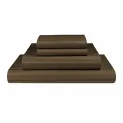 Chocolate 1000TC MicrofiberStripe Single KS Double Queen King Fitted Flat Sheet Set
