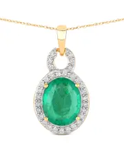 Diana M. 14K 2.35 ct. tw. Diamond & Zambian Emerald Pendant