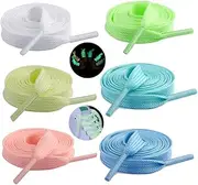 [BetterJonny] 6 Pair Luminous Shoelace, Nylon Glow In The Dark Shoe Laces Light Up Shoelaces Leisure Sports Shoes Laces for Kids Sneakers for Kids Adults Fits All Size (6 Colors), Mixed Color, Large