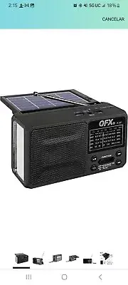 QFX R-37 6-Band (AM, FM, SW1 - SW4) Linterna LED Bluetooth Radio solar...