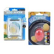 Boiled Egg Slicer & Colour Changing Egg Timer Kitchen Helper Set Stainless Steel