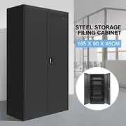185cm Steel Filing Cabinet Office Stationary Lockable Storage Cupboard 2 Door 4 Shelves