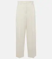 [Toteme] Toteme High-rise silk and cotton wide-leg pants AU 14 white