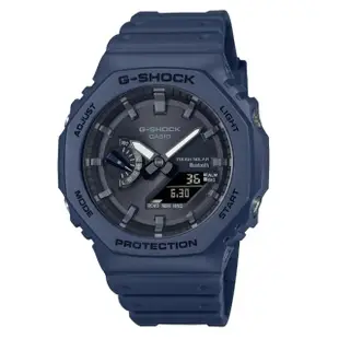 【CASIO 卡西歐】G-SHOCK 太陽能智慧藍芽八角雙顯錶-藍(GA-B2100-2A 農家橡樹)