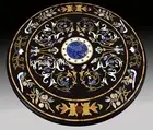 Black Marble Hallway Table Top Unique Design Inlay Work Dining Table for Hotel