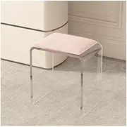 Acrylic Stool Bathroom Shower Stool Makeup Small End Table Transparent Side Table Large Racks in Living Room Bedroom (Pink)