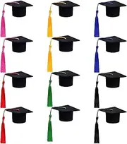 mifengda 12Pieces Mini Graduation Cap for Crafts Black Felt Graduation Hat Graduation Bottle Toppers with Tassels
