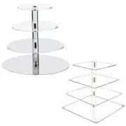 4 Tiers Acrylic Cupcake Stand Dessert Plate Cupcakse Fruit Candy Display Holders