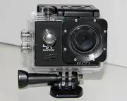 4K Sports Action Camera With Case Battery Charging Cord Unused and Working