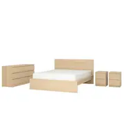 MALM bedroom furniture, set of 4, white stained oak veneer, Full/Double