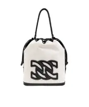 Casadei Logo Patch Drawstring Bucket Bag One size cream