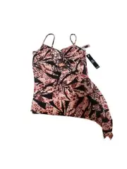 Magicsuit Womens Asymmetrical Tankini Top Size 10 Black/Red Tribal Print NWT