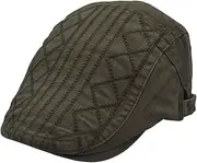 [XMSM] Unisex Newsboy Hats Cotton Embroidery Stripe Beret Hat Golf Flat Taxi Driving Hat for Men Women (Color : Army Green, Size : One Size)