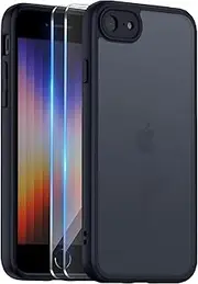 TR4U 3 in 1 iPhone SE 3/2 (2022/2020 Edition), iPhone 8 and iPhone 7 Case, Matte Cover with 2-Pack Screen Protectors, [Shockproof] [Military Grade Protection] [Non-Slip Slim Fit]