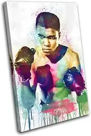 Bold Bloc Design - Muhammad Ali Boxing Colour Sports 60x40cm SINGLE Canvas Art Print Box Framed Picture Wall Hanging - Hand Made In The UK - Framed And Ready To Hang 0021-0118(00B)-SG32-PO-B