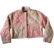 7 For All Mankind NEW Quilted Patchwork Cropped Jacket Large Prairie Cottage