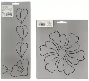 2 Quilting Stencils Heart Leaf Border & Hyacinth Floral Block Quilters Template
