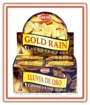 LOT OF 60 HEM Gold Rain Cone Incense 6 Box OF 10 Cones = 60 Cone
