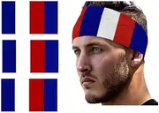 [ZENRUIMING] 3 Pcs French Flag Hair Bands, Sweat Absorbent Breathable Sports Elastic Hair Bands, Multi-Functional Turban Yoga Headbands