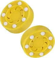 Happyyami 2 Pack Hockey Pucks Indoor Training Plastic Ice Hockey Balls Sturdy Pp Material for Practice