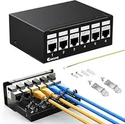 Enmane 6Port Patch Panel CAT7 Keystone Patch Panel Shielded Network Patch Patch with Smart Cable Management for Home/Office Network (1U 6Port, CAT7)