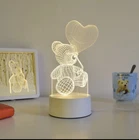 3D LED Night Light USB Small Table Lamp Bear Heart balloon￼￼ US Seller￼