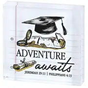 Adventure Awaits - Jeremiah 29:11 - 3 x 3 Inch Glass Block Sign for Graduation