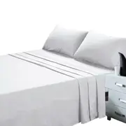 Soft 4pcs Pillowcase Flat Fitted Sheet Set - White