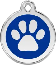 Red Dingo Enamel Paw Print Tag Dark Blue - Lifetime Guarantee - Cat, Dog, Pet ID