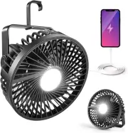 Rechargeable Camping Fan with LED Light Lantern 7500mAh Battery Hanging Hook