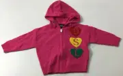 Diesel Baby Girl DSL Heart Graphic Zip Up Hoodie Sweater Pink Size 9M