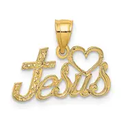 14K Yellow Gold Love Jesus Script Charm
