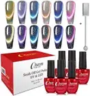 9D Magnetic Gel Nail Polish Set Glitter Nail Polish Rainbow Holographic Cat Eye