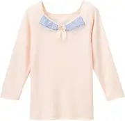 Wacoal KIDS JUINOR(ワコール キッズ ジュニア) Girls CKW545 Kids' Underwear, 100% Cotton (Body Fabric), Warm Material, Gently Smooth Texture, V-Neck, Warm Laboratory, Girls, Long Sleeve, Girls' Inner