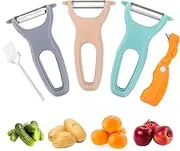 Trez Treamer 4pcs Vegetable Peeler for Kitchen Stainless Steel Y Peeler Orange Peeler Tool Julienne Peelers Potato Peeler for Apple Veggie Carrot Fruit Zucchini Cucumber