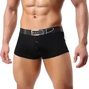 [Generic] Bulk Men's Boxers Male Casual Breathable Underwear Pant Cotton Belt Print Button Knickers Comfortable Boxer Men's Organic Cotton Underwear