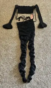 Women’s 2 Piece Outfit Backless Long Sleeve Crop Top and Pants Size S NWT
