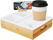 Couch Caddy,Couch Cup Organizer,Sofa Dink Holder,Couch Organizer Tray,Couch Cup Holder Tray,5 Compartments Sofa Cup Holder,Removable Couch Drink Holder for Snacks Beverage (White)