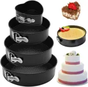 Springform Cake Pan Tin 4 Pieces Set (4"/7"/9"/10") 1 Heart Shaped and 3 Round