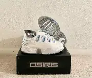 Vintage Osiris D3 Dave Mayhew Skateboarding Kids Shoes Size 1 White/Light Blue