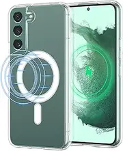 [UEEBAI] Liquid Silicone Wireless Charging Phone Case for Samsung Galaxy S22 Plus 5G, Clear Magnets Compatible with magsafing Faster Charging Slim Fit Soft Microfiber Cover - Transparent